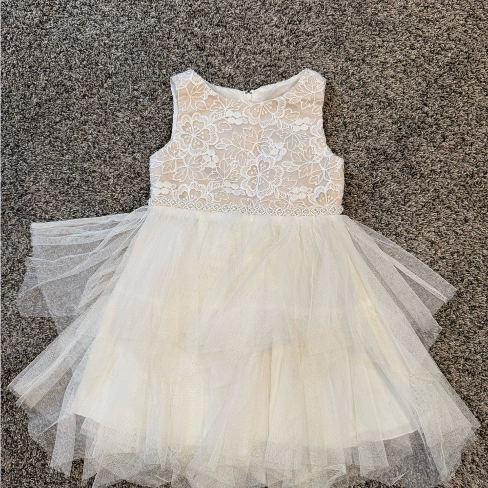 Ivory Lace and Tulle Girls Dress
